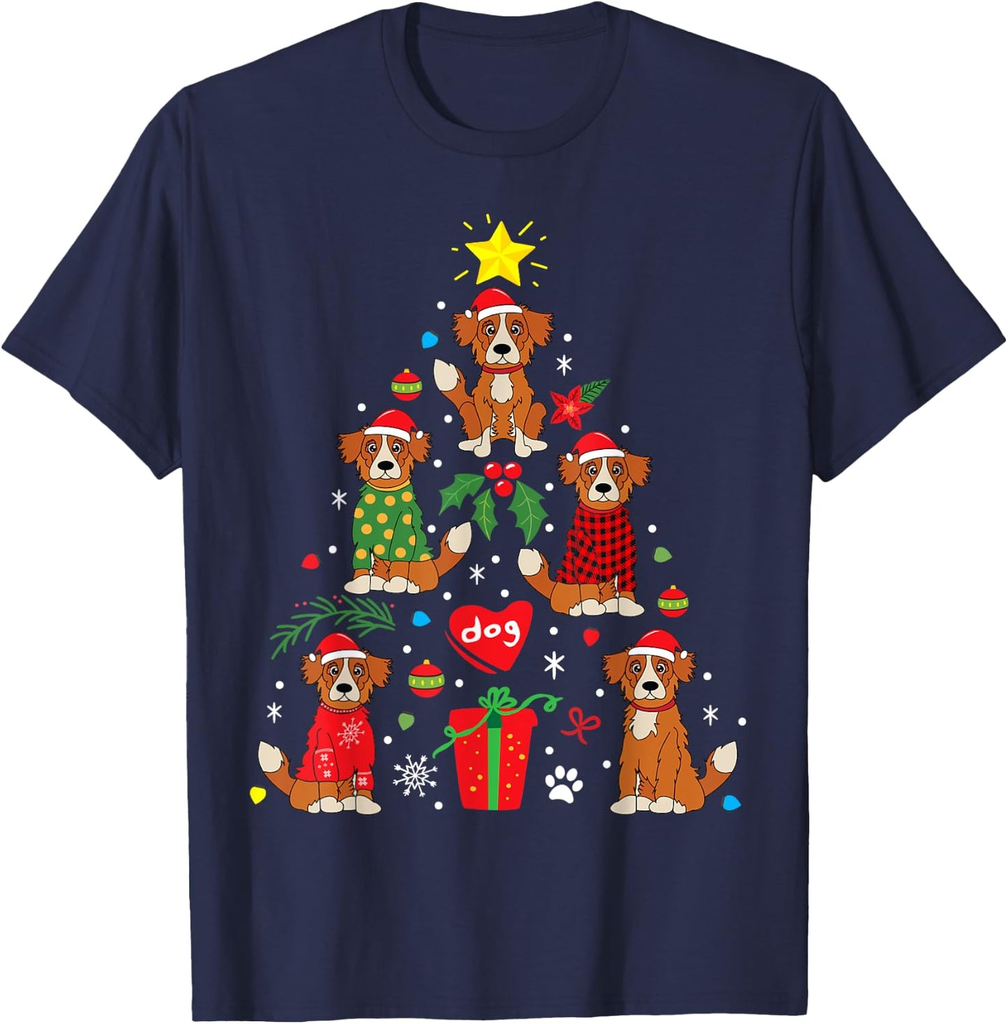 Nova Scotia Tolling Retriever Christmas Dog Gift Men Women Kids T-Shirt - T-Shirt | Navy