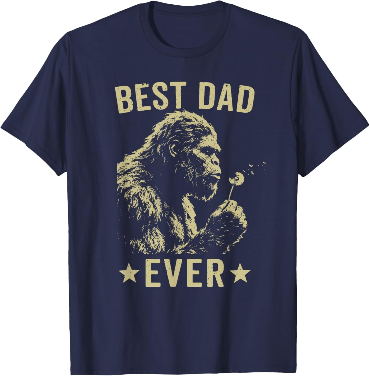 Retro Best Dad Ever Bigfoot Sasquatch Funny Father's Day T-Shirt - T-Shirt | Navy