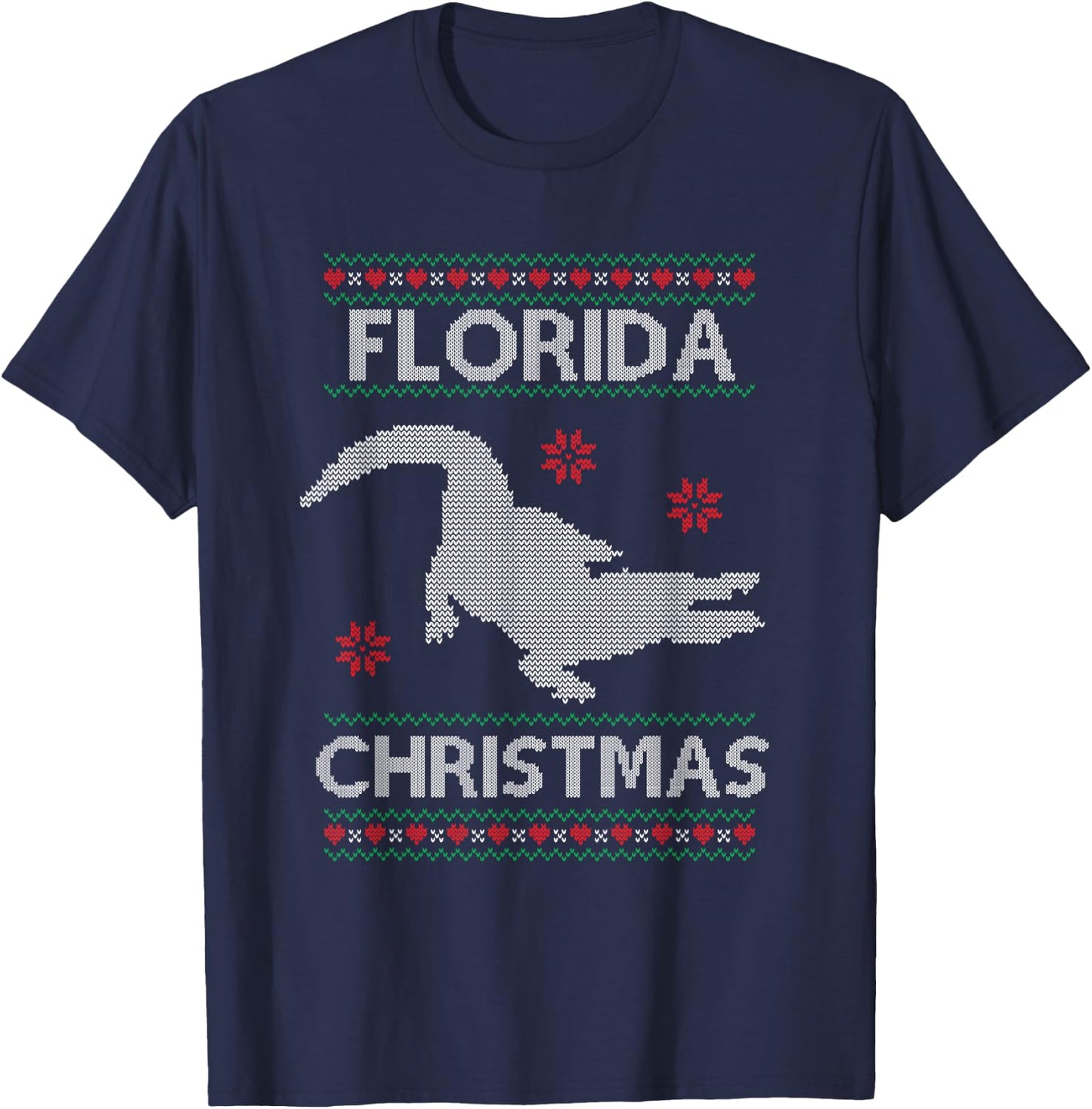 Funny Florida Christmas Holiday Ugly Sweater Style T-Shirt - T-Shirt | Navy