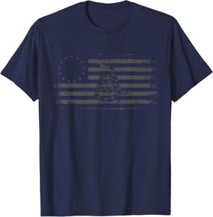 Gadsden Flag Tactical Black Betsy Ross,13 Colonies T-Shirt - T-Shirt | Navy
