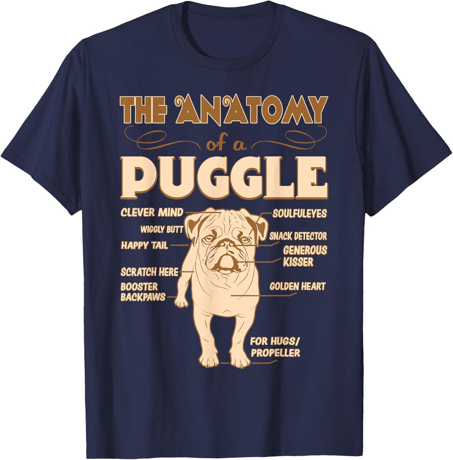 The Anatomy Of Puggle Pet Lovers Gift T-Shirt - T-Shirt | Navy
