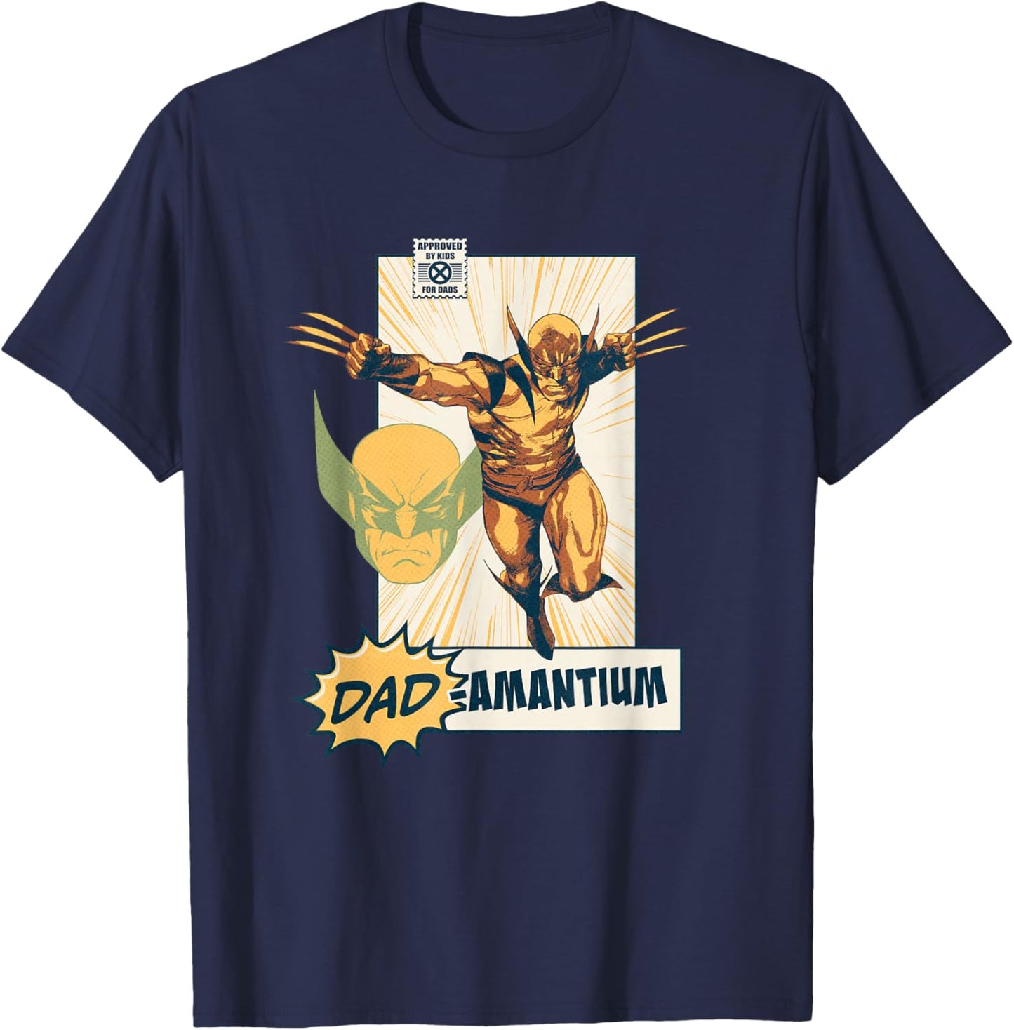 Marvel X-Men Wolverine Dad-amantium Father's Day Retro T-Shirt - T-Shirt | Navy