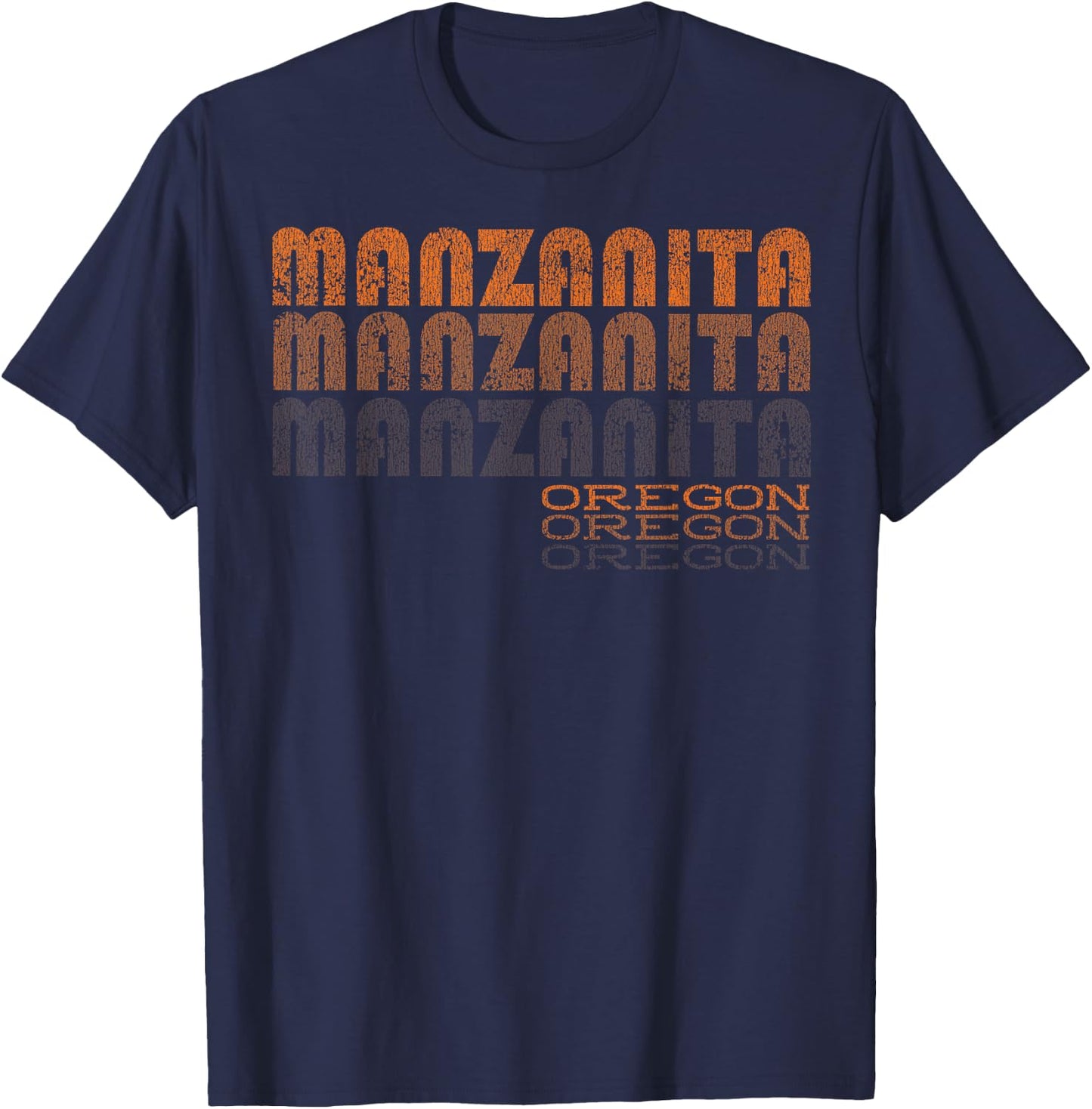 Retro Manzanita Oregon T-Shirt - T-Shirt | Navy