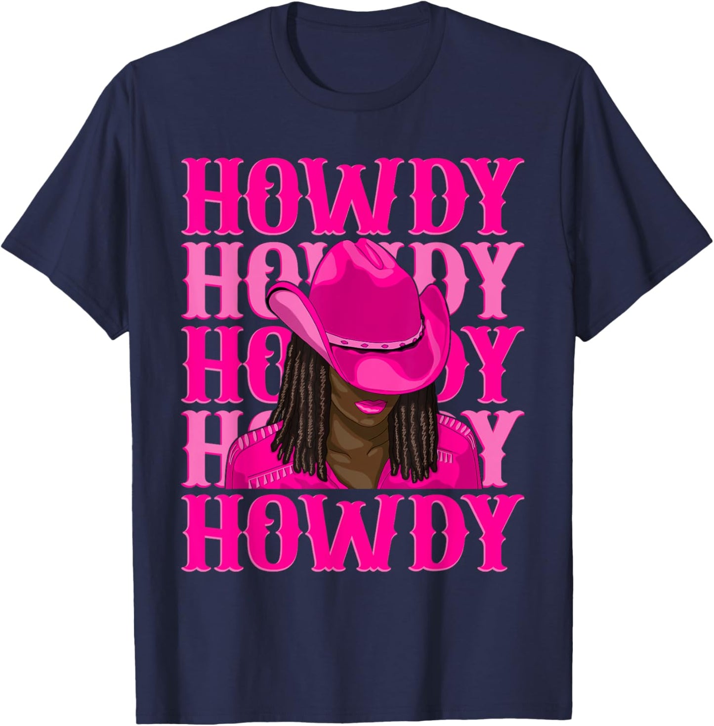 Howdy Western Black Cowgirl African American Black Women T-Shirt - T-Shirt | Navy