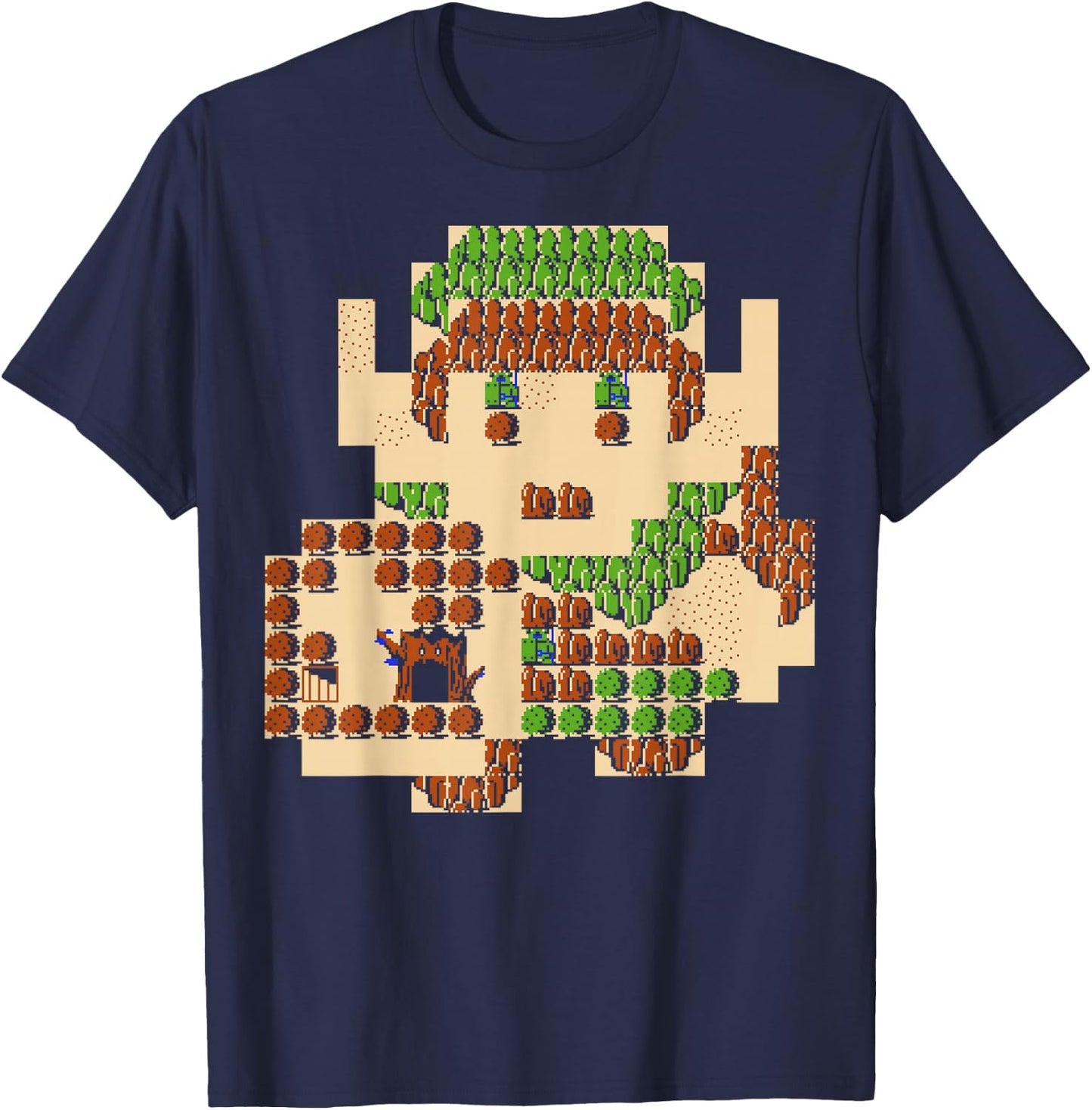 Nintendo Zelda Link Portrait 8-Bit Map Graphic T-Shirt - T-Shirt | Navy