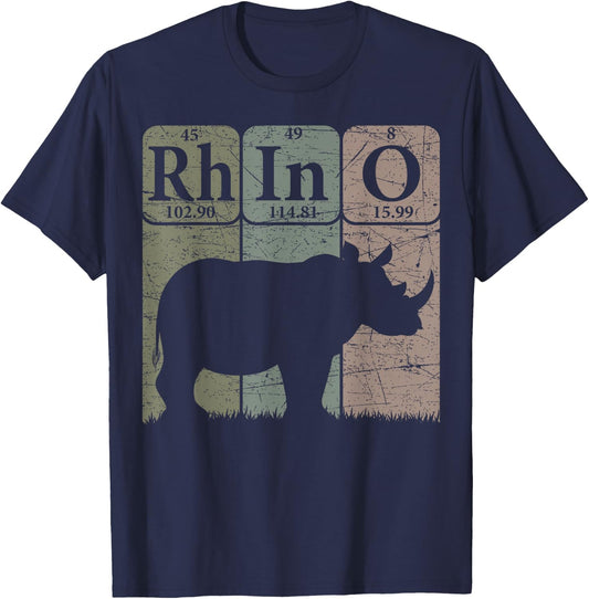 Rhino Periodic Table Elements Rhino Lover Rhinoceros Retro T-Shirt - T-Shirt | Navy