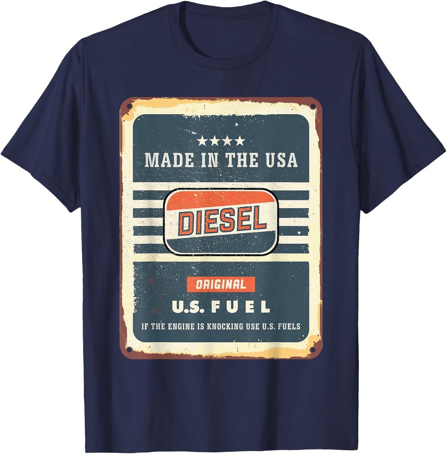 Vintage Diesel Fuel Sign Made in USA T-Shirt - T-Shirt | Navy