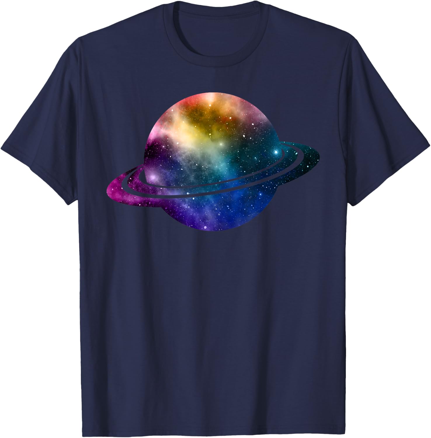 Planet Science, Colorful Saturn Design T-Shirt - T-Shirt | Navy