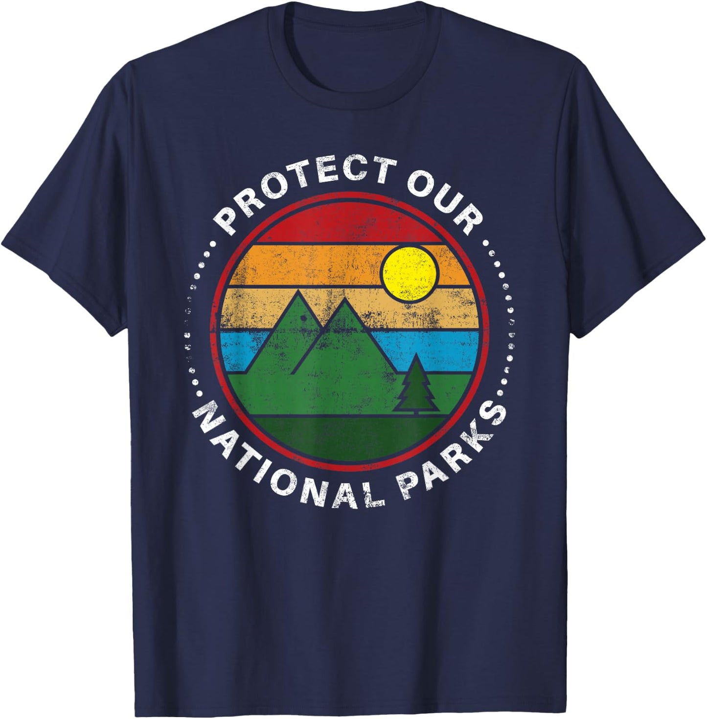 YeoYs National Parks Gifts - Protect Our National Parks - Nature Lover Black Short Sleeve - Small - - Modern Letter Print - Hiking, Outdoor - All Seasons T-Shirt - T-Shirt | Navy