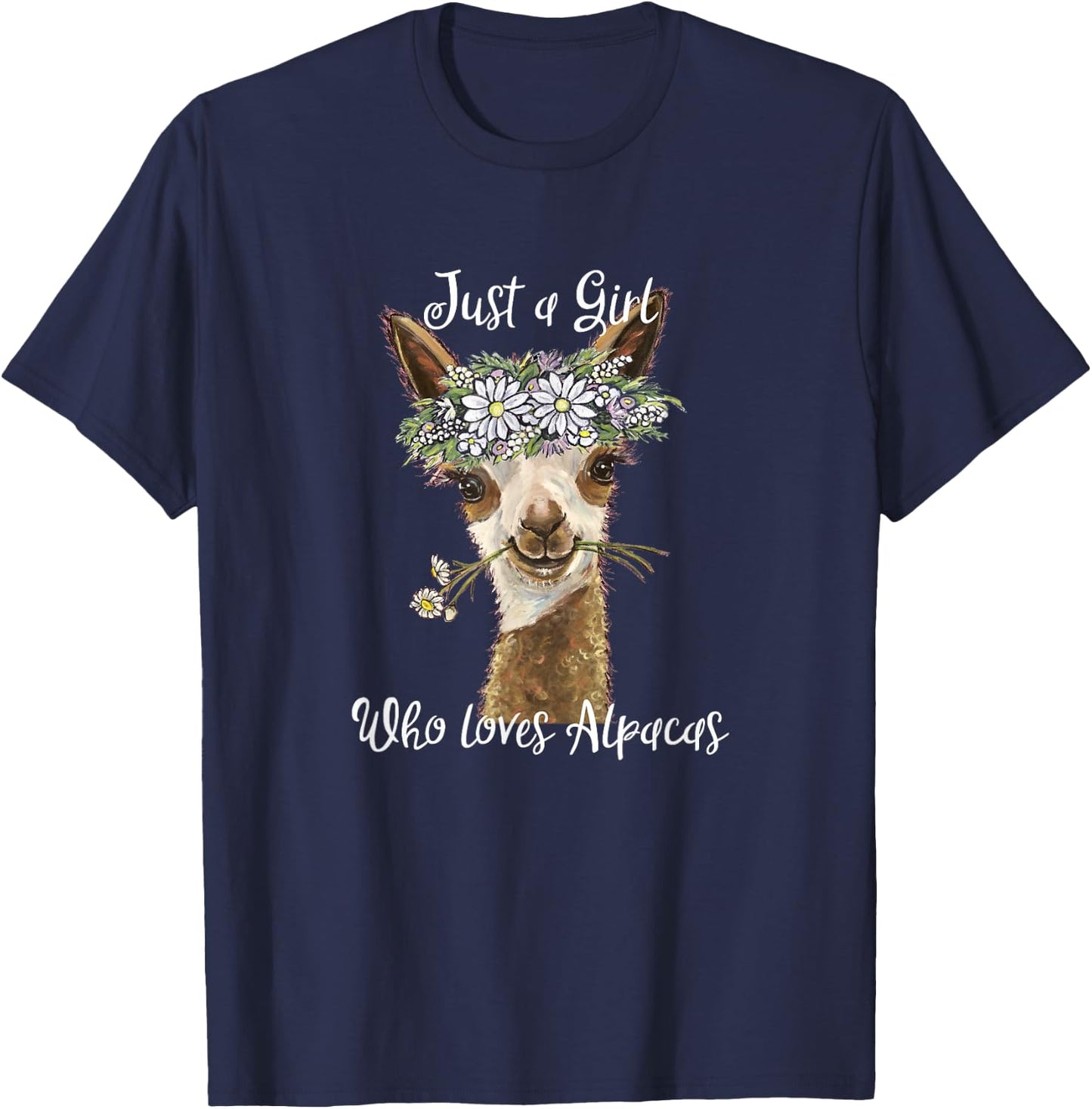 Just a Girl Who Love Alpacas T-Shirt - T-Shirt | Navy
