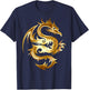 Shiny Gold Tribal Dragon Abstract Monster Shirt T-Shirt - T-Shirt | Navy