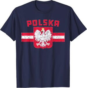 Polnisches polnisches Erbe Orzel Bialy White Eagle Poland Flag - Men's Black Short Sleeve Classic Fit - Small T-Shirt - T-Shirt | Navy