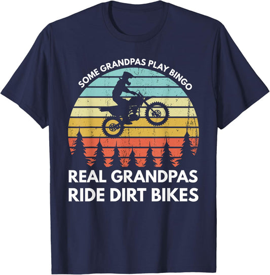 Funny Grandpa Motocross Dirt Bike Rider Motocross Braaap T-Shirt - T-Shirt | Navy