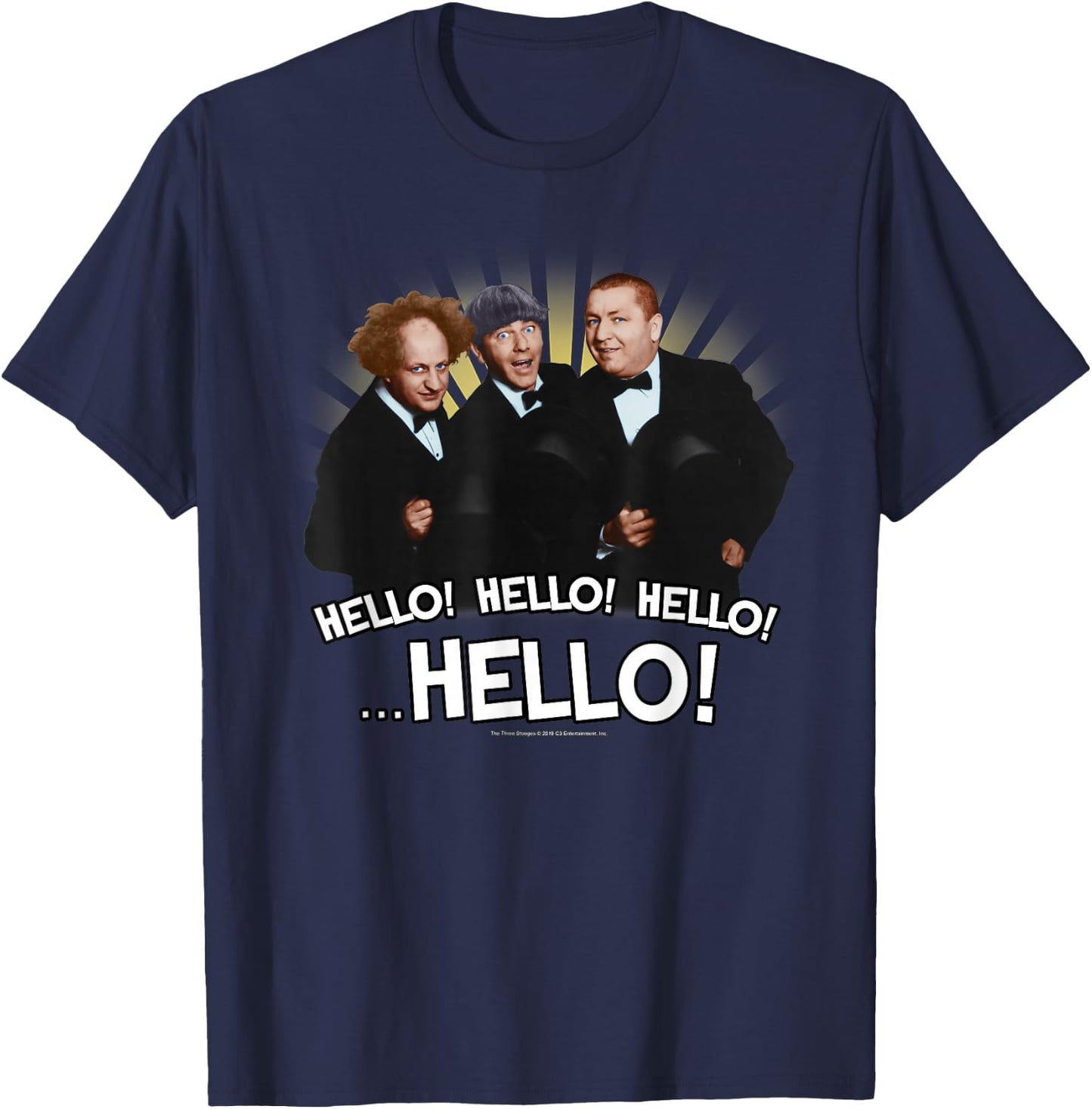 TTS- The Three Stooges Hello! Hello! Hello! ...Hello! T-Shirt - T-Shirt | Navy