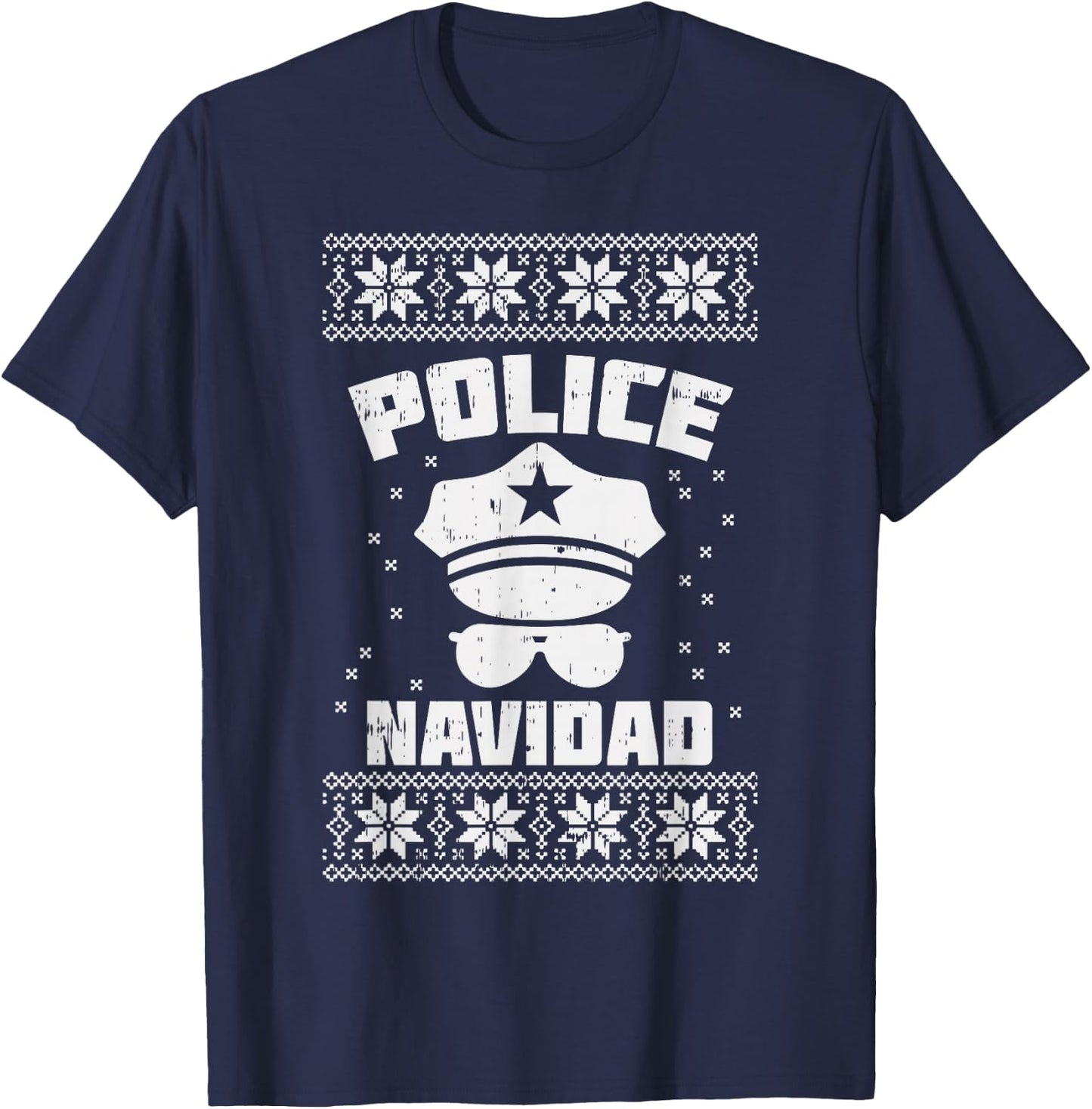 Police Navidad Shirt Christmas Cop Policeman Officer Gift T-Shirt - T-Shirt | Navy