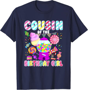 Cousin of The Birthday Girl Candyland Matching Family T-Shirt - T-Shirt | Navy