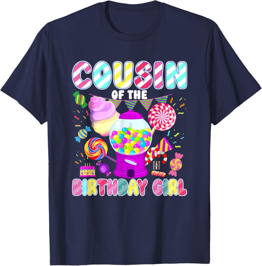 Cousin of The Birthday Girl Candyland Matching Family T-Shirt - T-Shirt | Navy