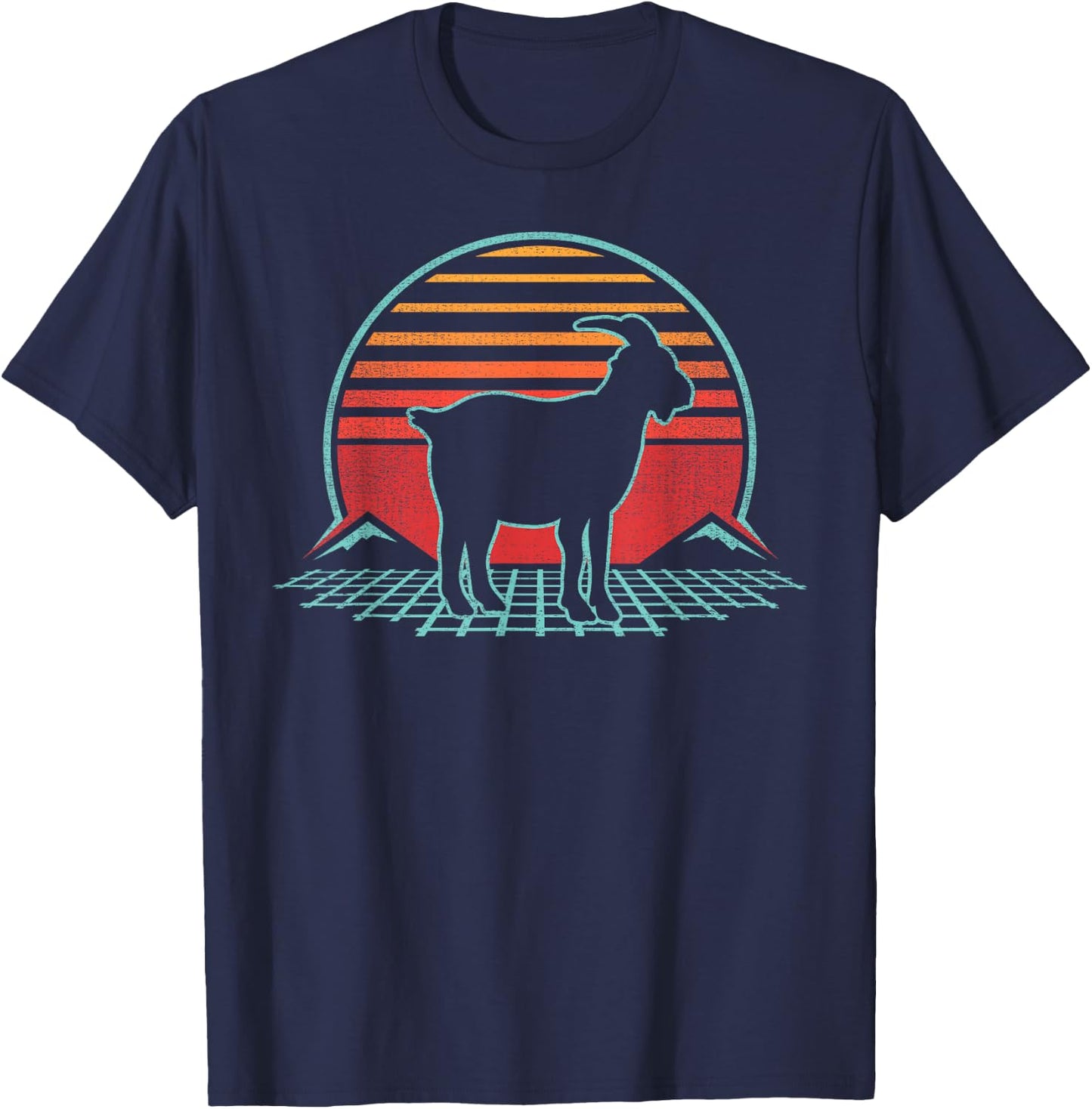 Goat Lover Farmer Farm Animal Retro Vintage 80s Style T-Shirt - T-Shirt | Navy