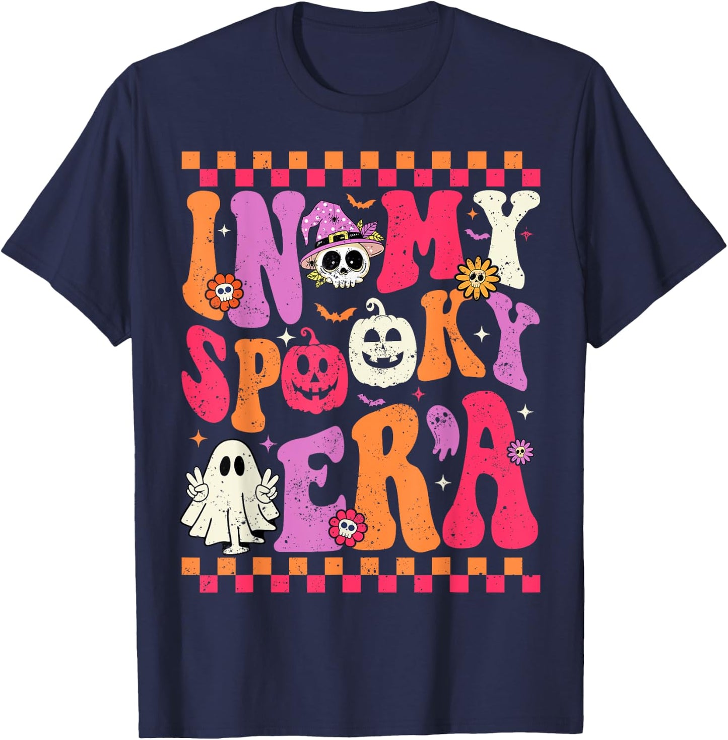 In My Spooky Era Groovy Retro Groovy Ghost Halloween T-Shirt - T-Shirt | Navy