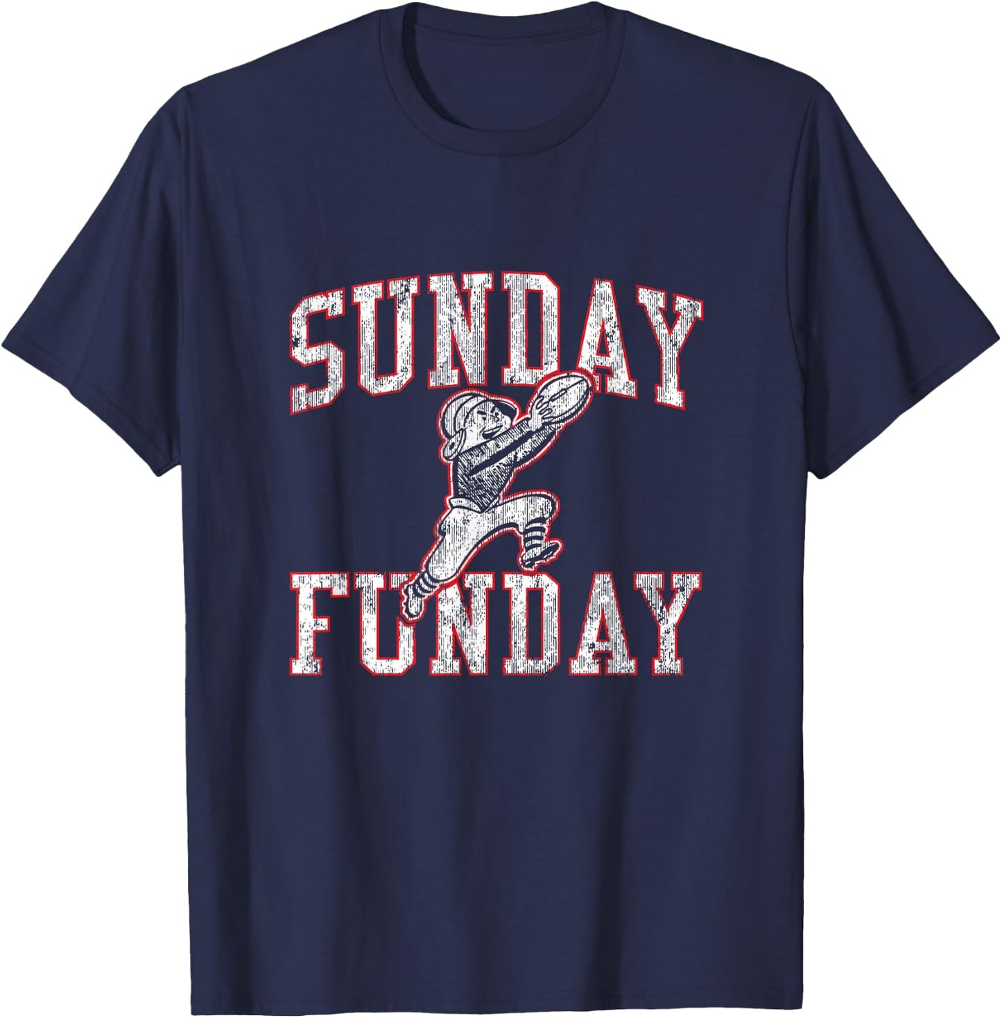 Vintage Sunday Funday T Shirt New England Football Retro T-Shirt - T-Shirt | Navy