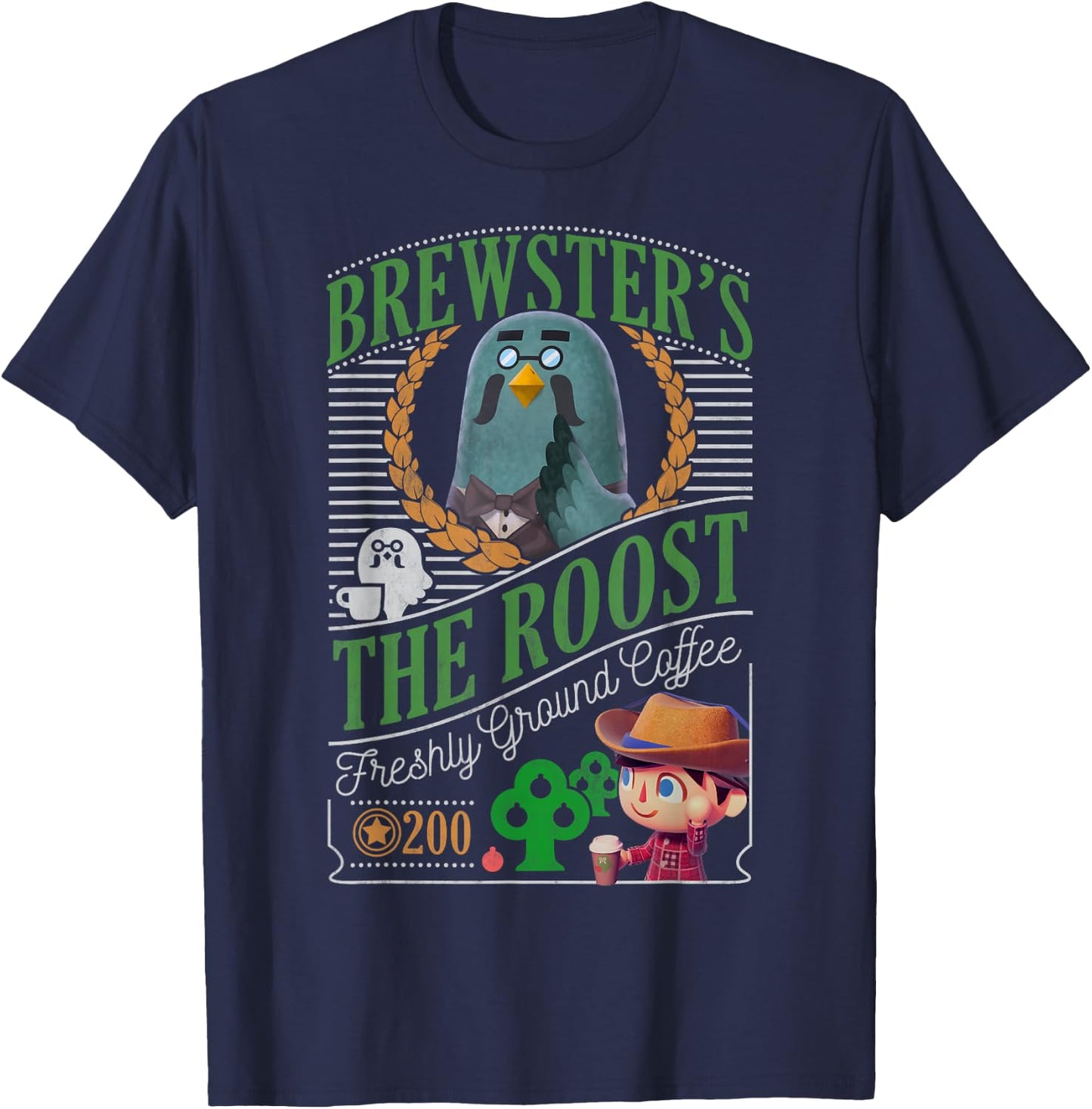 Animal Crossing Brewster's The Roost Cafe T-Shirt - T-Shirt | Navy