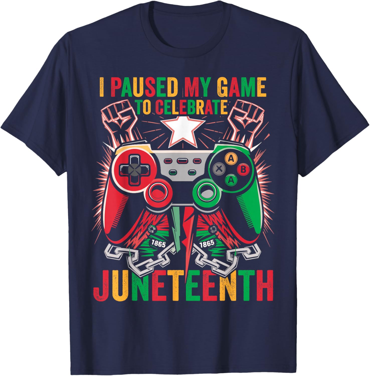 Gaming I Paused My Game to Celebrate Juneteenth Kids Boys T-Shirt - T-Shirt | Navy