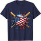 Baseball Drip American Flag Boys Kids Youth 4th of July T-Shirt - T-Shirt | Navy