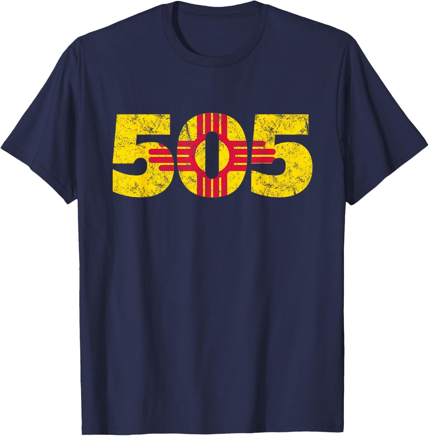 505 New Mexico Zia Vintage Distressed T-Shirt - T-Shirt | Navy