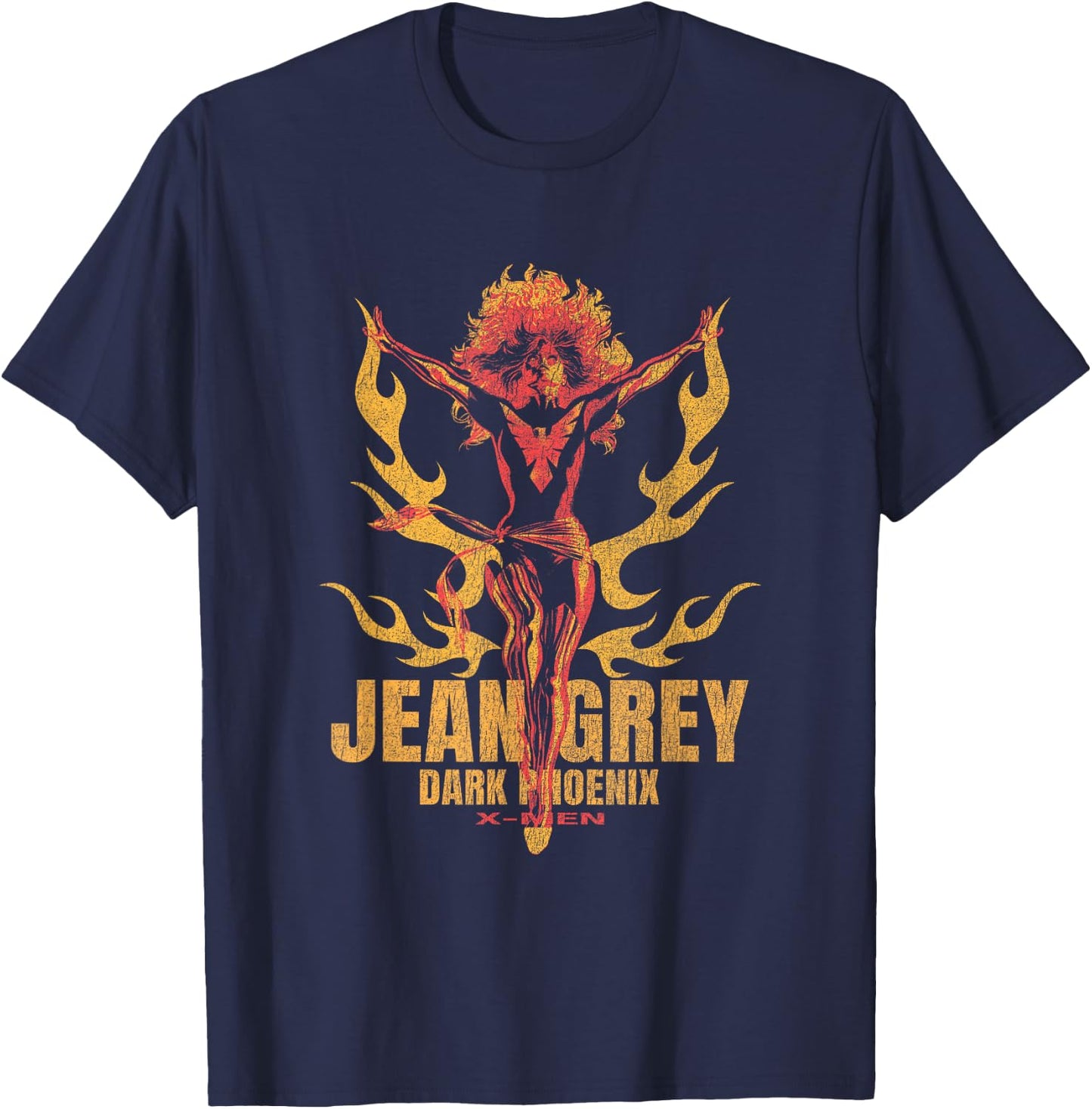 Marvel Comics X-Men Jean Grey Dark Phoenix Fire Flame T-Shirt - T-Shirt | Navy
