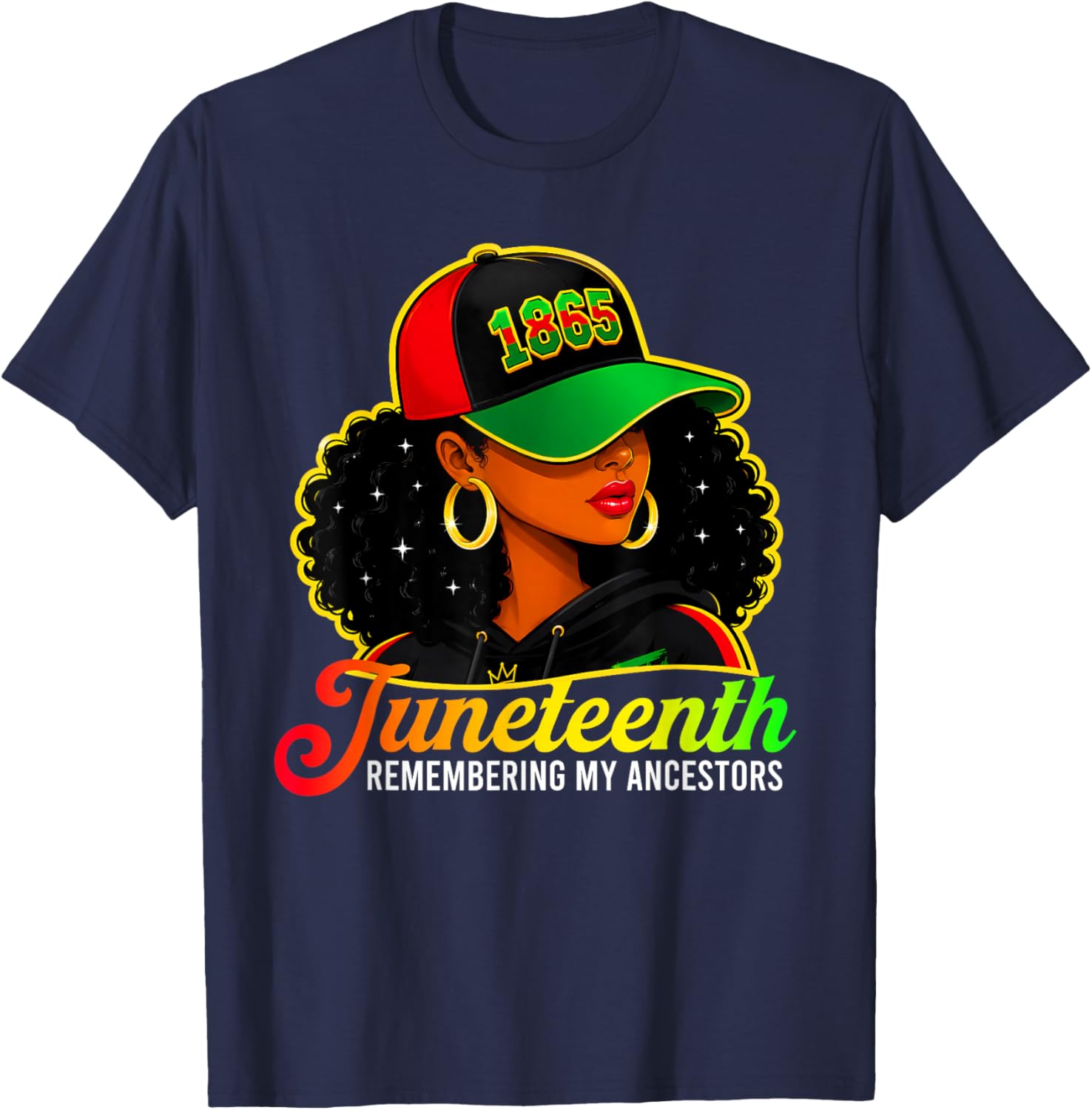 Juneteenth Remembering My Ancestors Black Women Juneteenth T-Shirt - T-Shirt | Navy