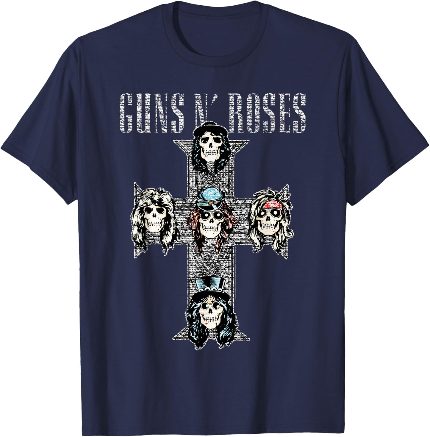 Guns N' Roses Official Vintage Cross T-Shirt - T-Shirt | Navy