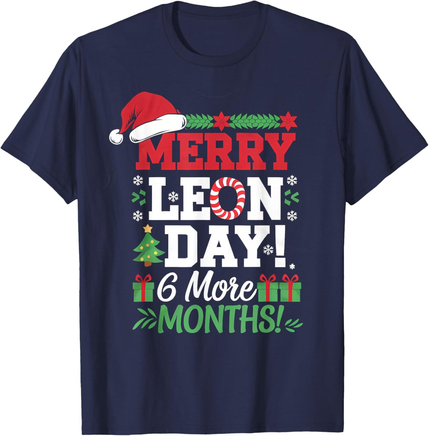 Merry Leon Day Noel Backwards Funny Christmas Countdown T-Shirt - T-Shirt | Navy