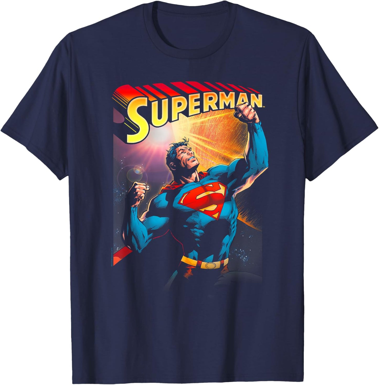 DC Comics Superman Victory -Adult , Black, Small, Short Sleeve T-Shirt - T-Shirt | Navy