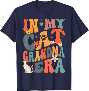 Retro Groovy Funny In My Cat Grandma Era T-Shirt - T-Shirt | Navy