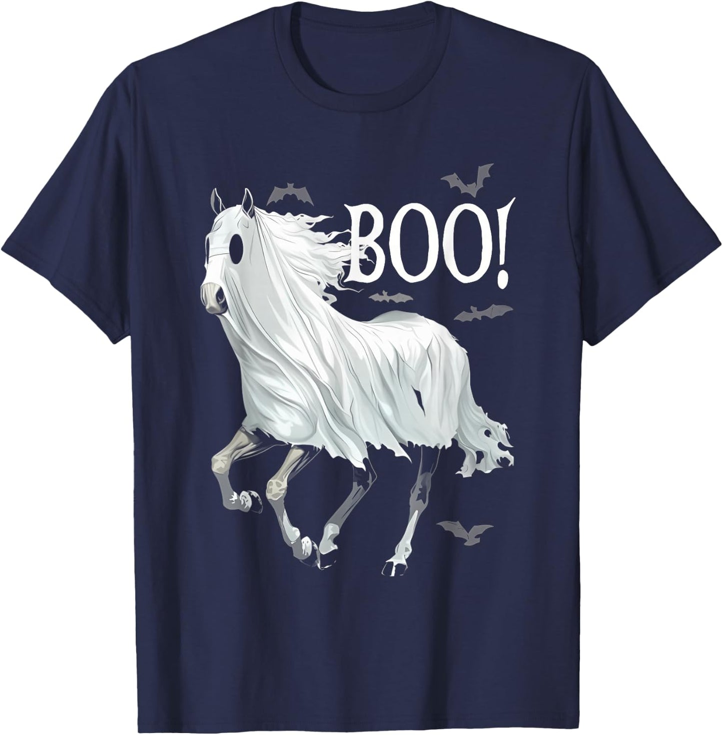 Funny Ghost Boo Horse Equestrian Lover Halloween Costume T-Shirt - T-Shirt | Navy