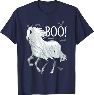 Funny Ghost Boo Horse Equestrian Lover Halloween Costume T-Shirt - T-Shirt | Navy