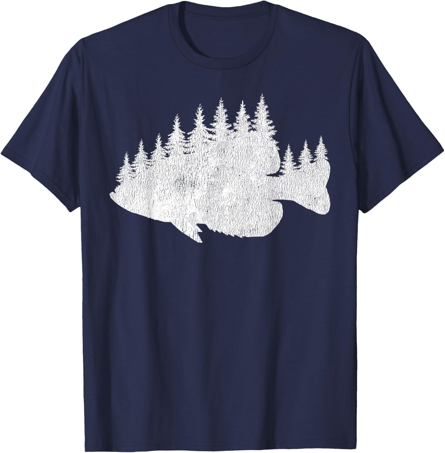 Crappie Fishing - Forest Treeline Panfish Fisherman T-Shirt - T-Shirt | Navy