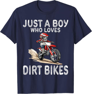 Just a boy who loves dirt bikes, Kids Dirt Bike T-Shirt - T-Shirt | Navy