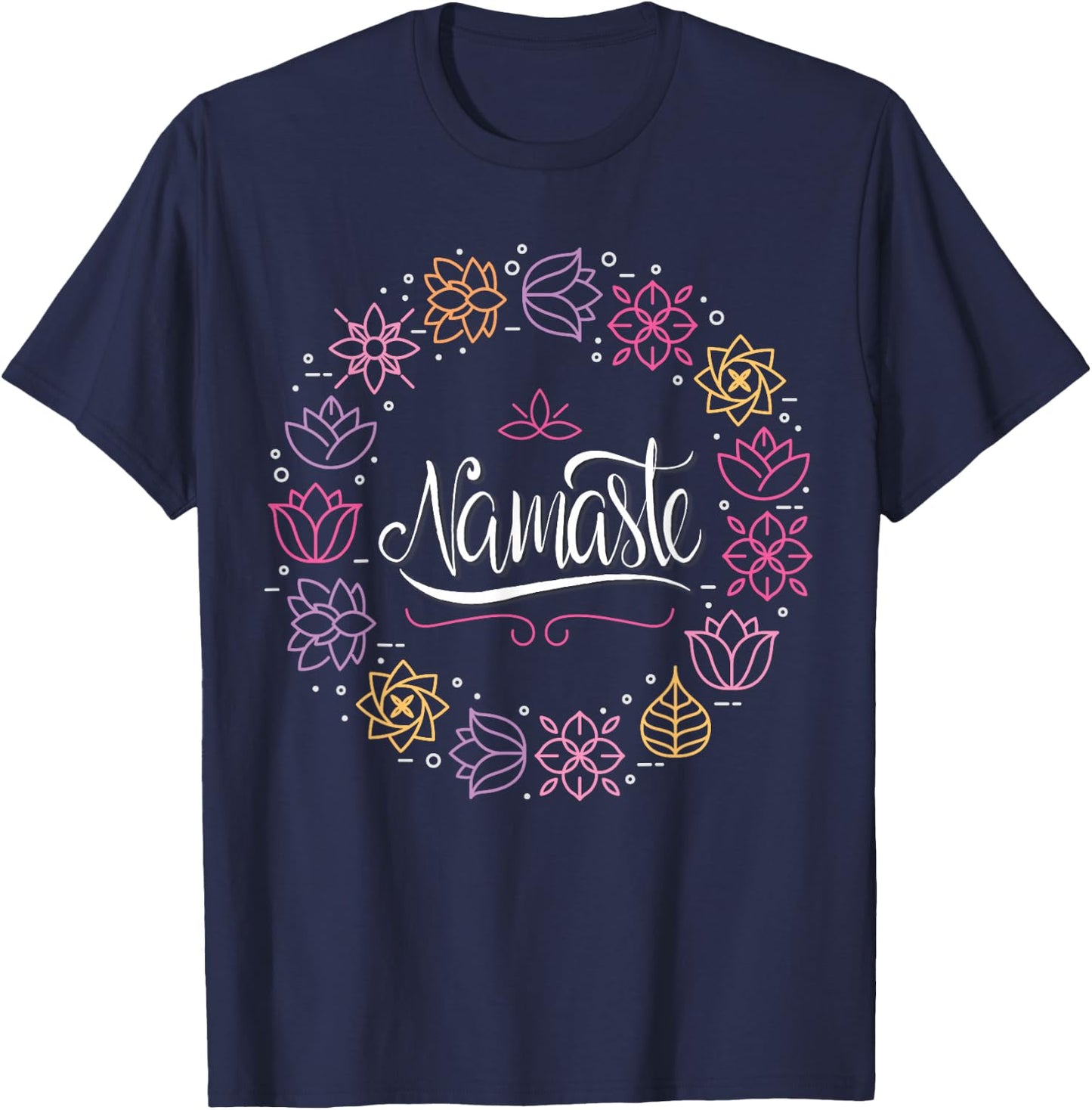 Namaste Flower Of Life Yoga Exercise Meditation Zen Teacher T-Shirt - T-Shirt | Navy