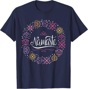 Namaste Flower Of Life Yoga Exercise Meditation Zen Teacher T-Shirt - T-Shirt | Navy