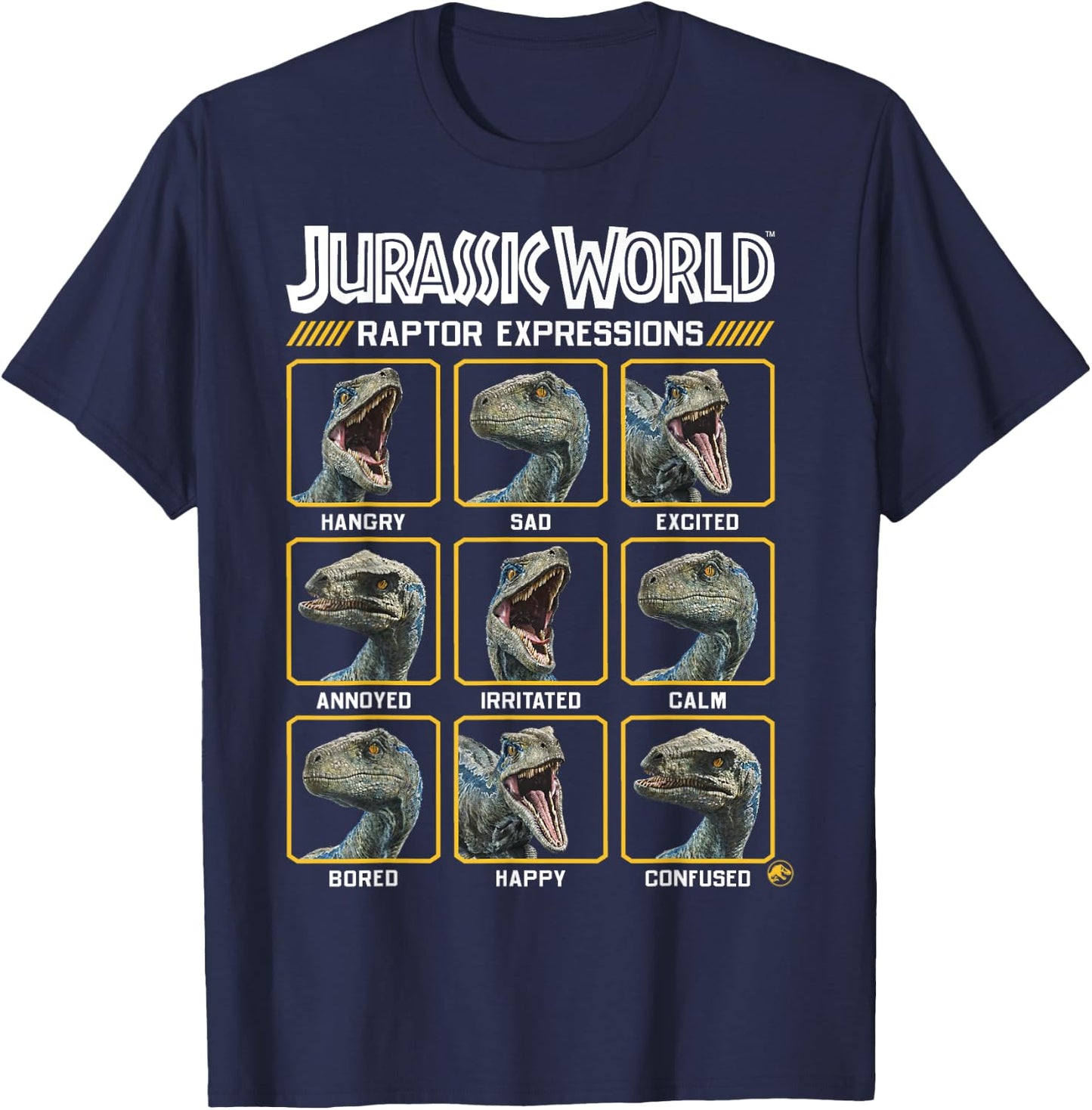 Jurassic World Two Blue Raptor Expressions Graphic Short Sleeve T-Shirt - T-Shirt | Navy