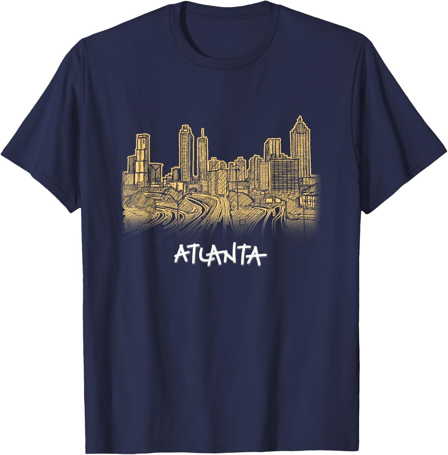 Atlanta Georgia ATL Peach State Skyline Panorama T Shirt T-Shirt - T-Shirt | Navy