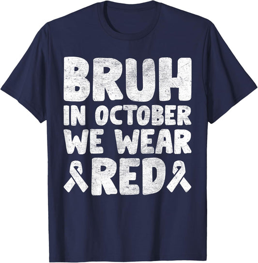 Red Ribbon Week Shirt for Kids Boys Bruh In October Wear Red T-Shirt - T-Shirt | Navy