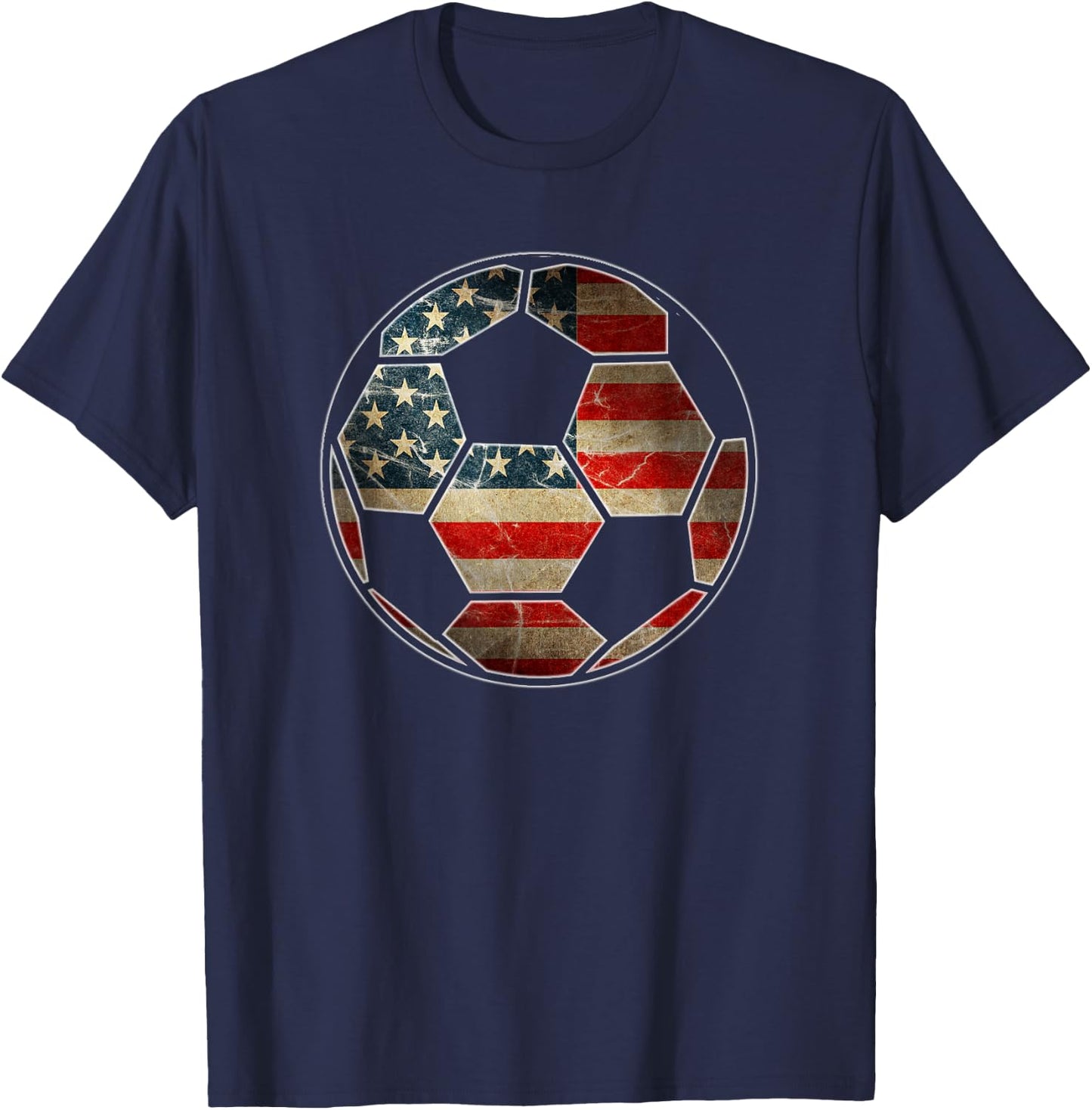 American Flag on Soccer Ball - Soccer Ball Flag T-Shirt - T-Shirt | Navy