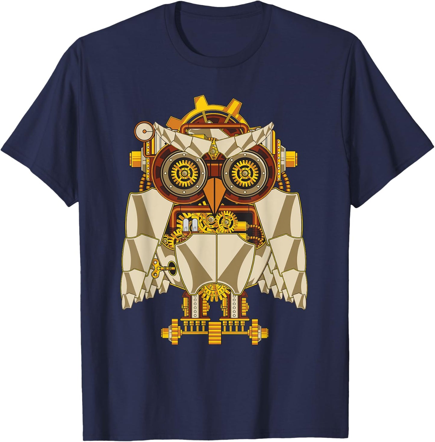 Steampunk Mechanical Owl Gear Cogs Clockwork Shirt T-Shirt - T-Shirt | Navy