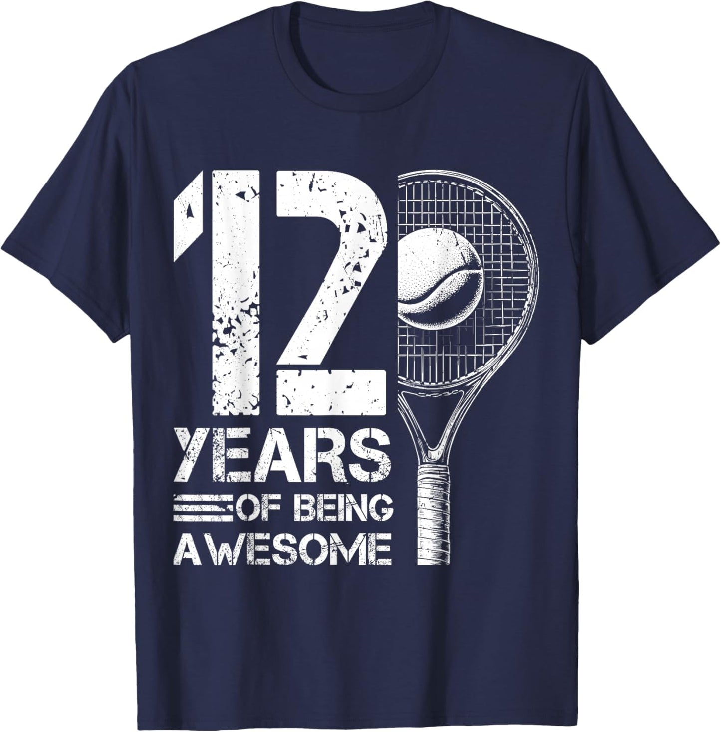 12th Birthday Boys Tennis Player Tennis 12 Years Old T-Shirt - T-Shirt | Navy
