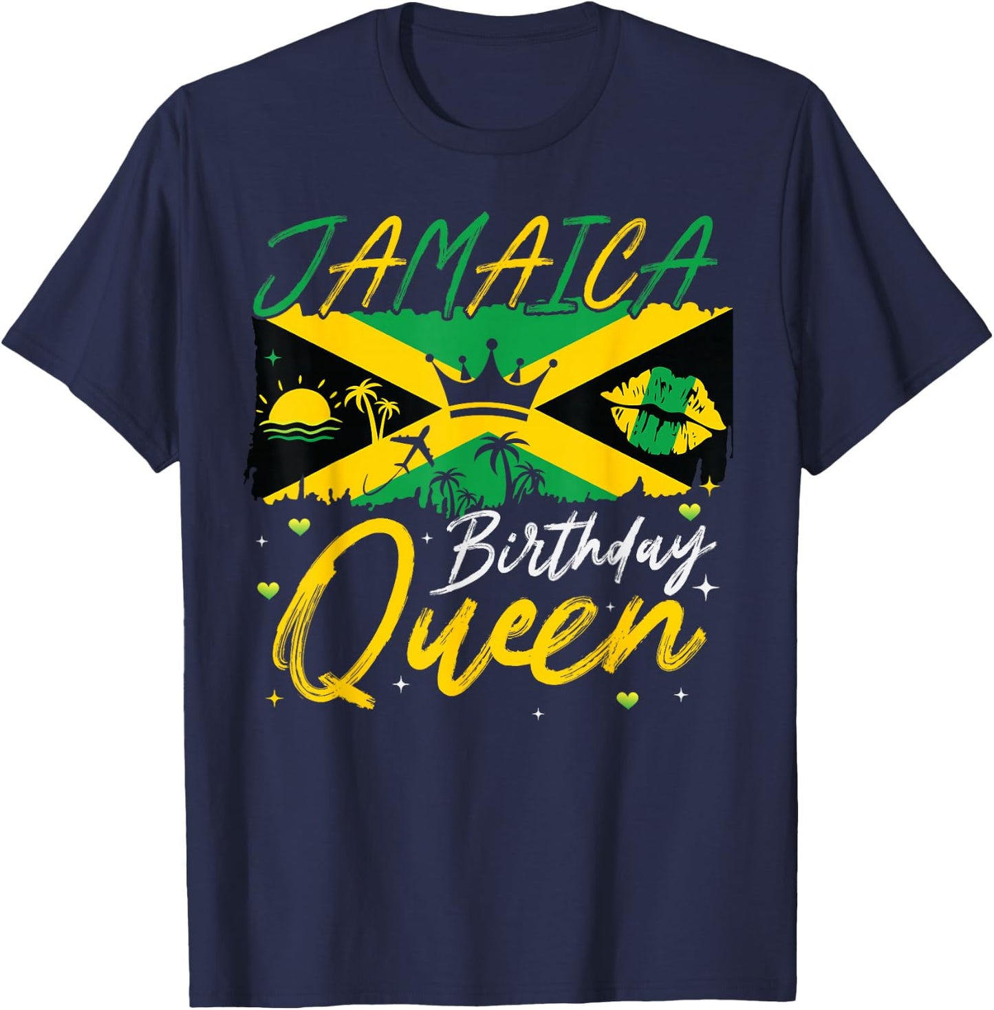 Girl Birthday Queen Jamaica Trip 2025 Bday Party Beach T-Shirt - T-Shirt | Navy