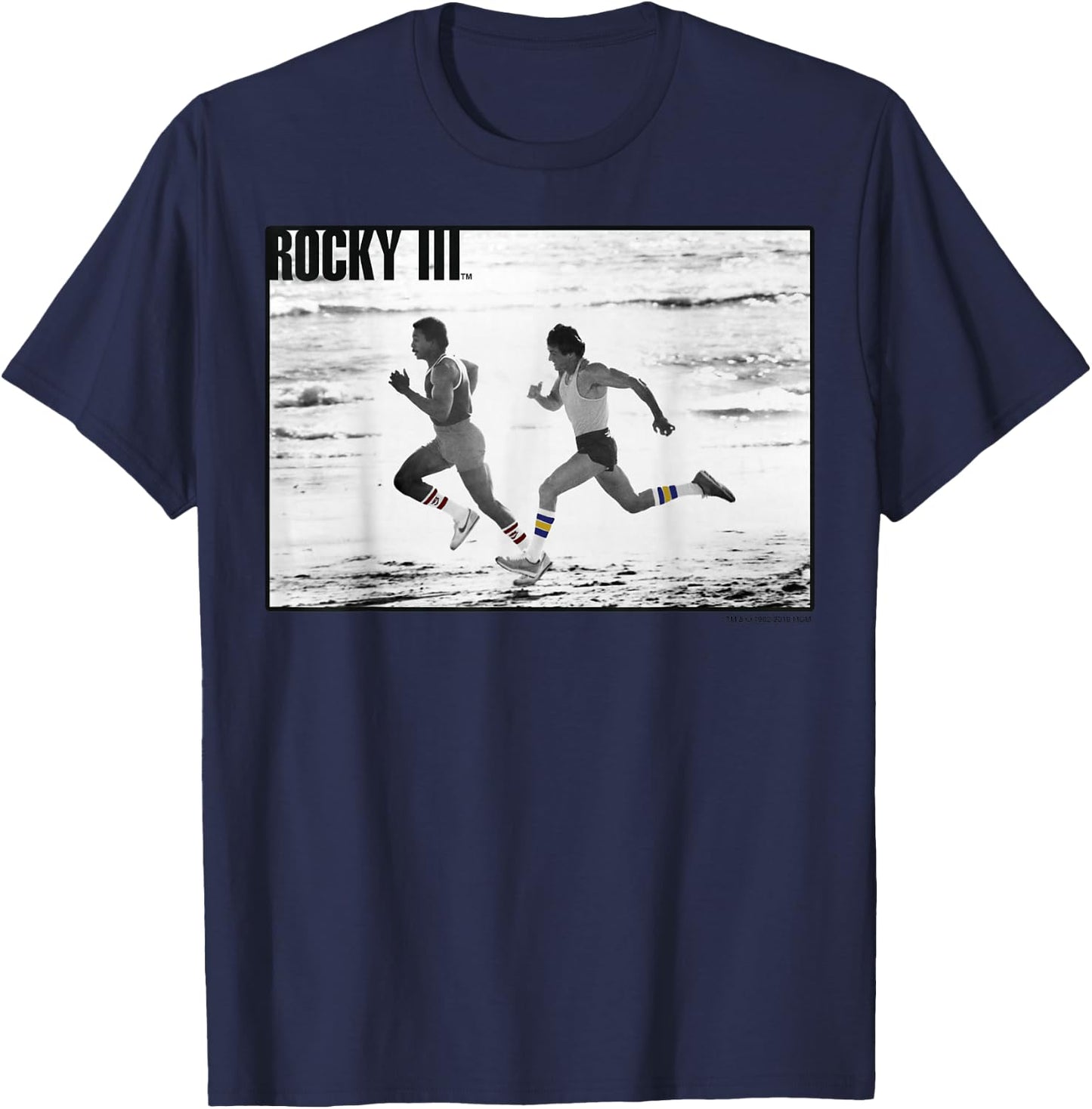 Rocky 3 Apollo Creed Racing Rocky On The Beach Poster T-Shirt - T-Shirt | Navy