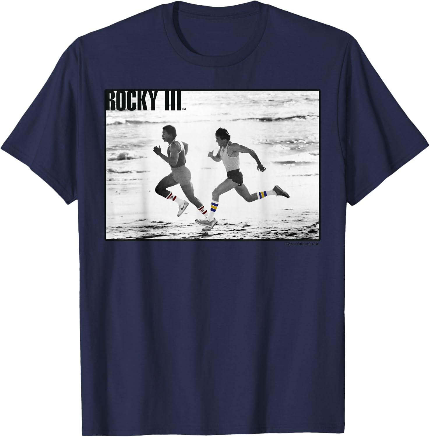 Rocky 3 Apollo Creed Racing Rocky On The Beach Poster T-Shirt - T-Shirt | Navy