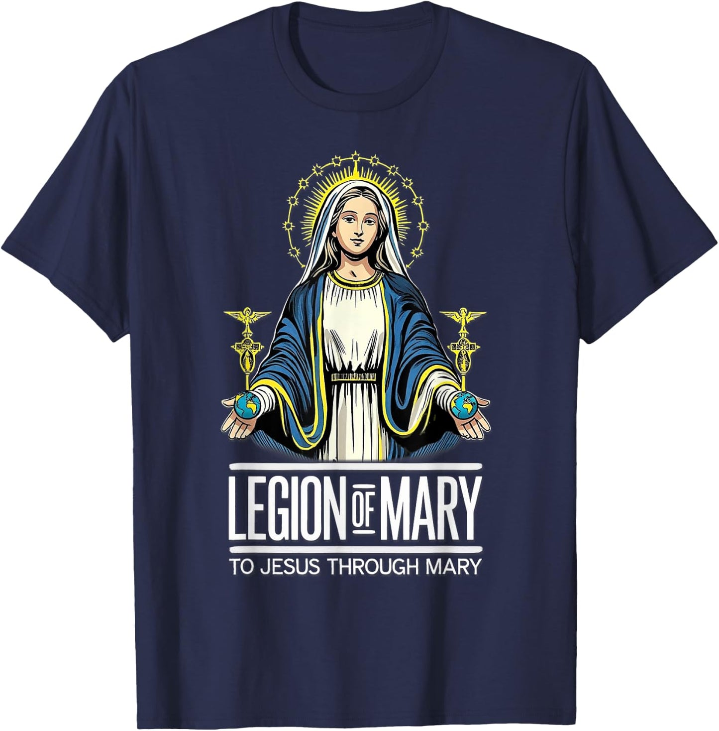 Legion Of Mary Our Lady Catholic T-Shirt - T-Shirt | Navy